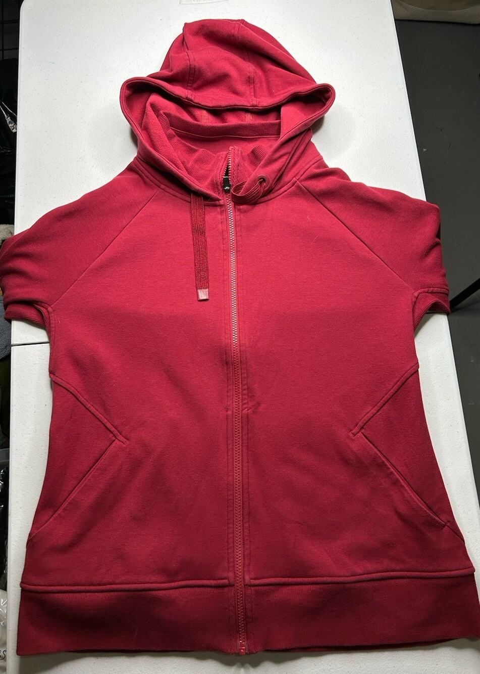 Athleta Triumph Full Zip Hoodie Fleece Berry Tone Women XL Pockets, Thumb Holes